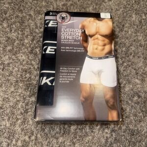 Nike Everyday Cotton Stretch Dri-Fit Boxer Briefs 3 PACK Black/Blue • Men's L